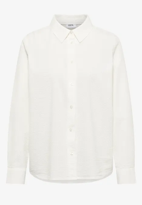 Langarm Bluse mit Struktur und Knöpfen vanilla white