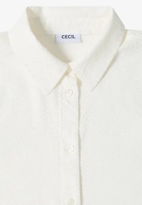 Langarm Bluse mit Struktur und Knöpfen vanilla white
