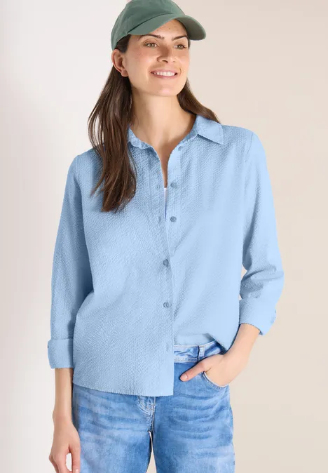 Langarm Bluse mit Struktur und Knöpfen light sky blue