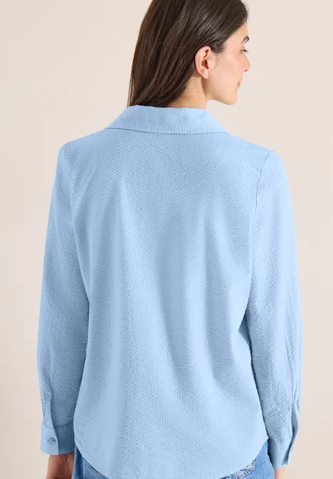 Langarm Bluse mit Struktur und Knöpfen light sky blue