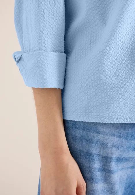 Langarm Bluse mit Struktur und Knöpfen light sky blue