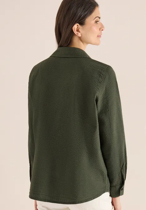 Langarm Bluse mit Struktur und Knöpfen khaki