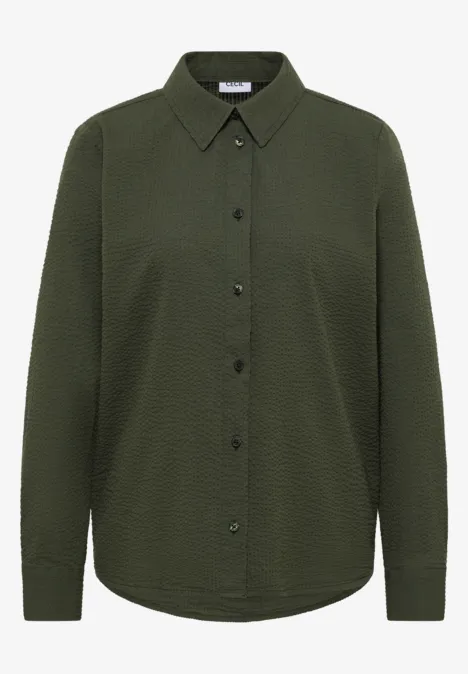 Langarm Bluse mit Struktur und Knöpfen khaki