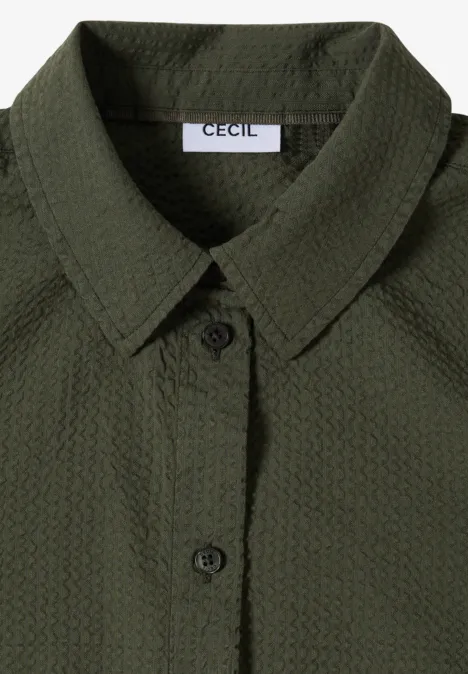 Langarm Bluse mit Struktur und Knöpfen khaki