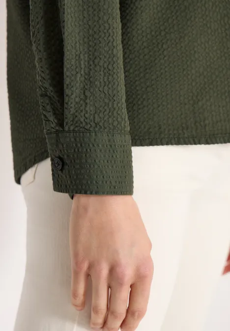 Langarm Bluse mit Struktur und Knöpfen khaki