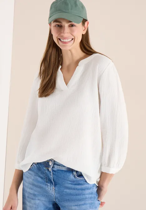 3/4-Arm Bluse in Musselin-Qualität vanilla white 3/4-Arm Bluse in Musselin-Qualität vanilla white