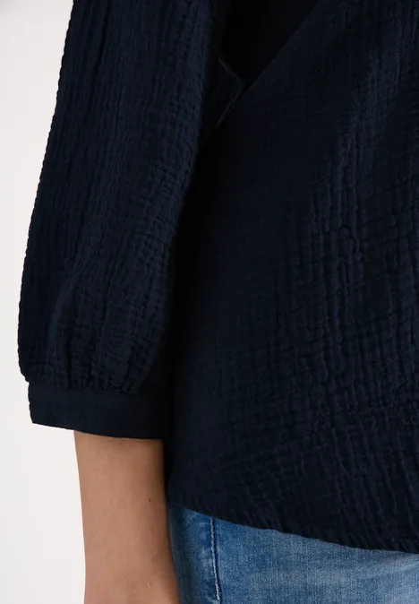 3/4-Arm Bluse in Musselin-Qualität universal blue 3/4-Arm Bluse in Musselin-Qualität universal blue