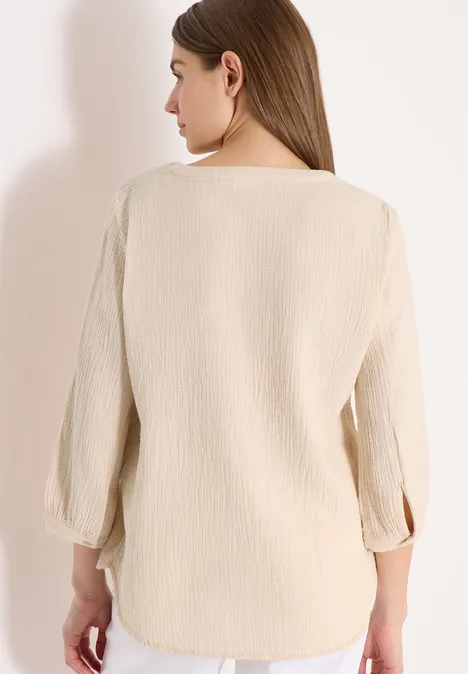 3/4-Arm Bluse in Musselin-Qualität pearl beige