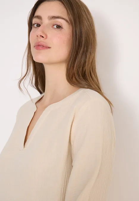 3/4-Arm Bluse in Musselin-Qualität pearl beige