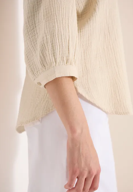 3/4-Arm Bluse in Musselin-Qualität pearl beige