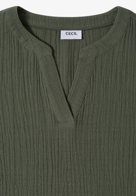 3/4-Arm Bluse in Musselin-Qualität khaki
