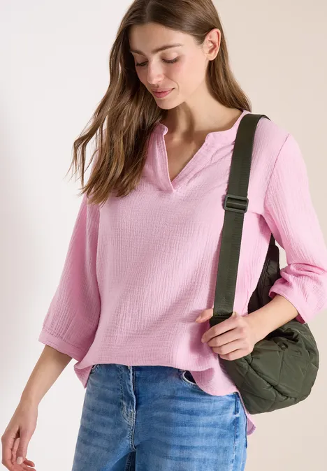 3/4-Arm Bluse in Musselin-Qualität light blush rose