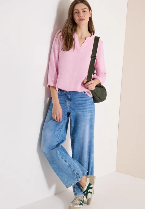3/4-Arm Bluse in Musselin-Qualität light blush rose