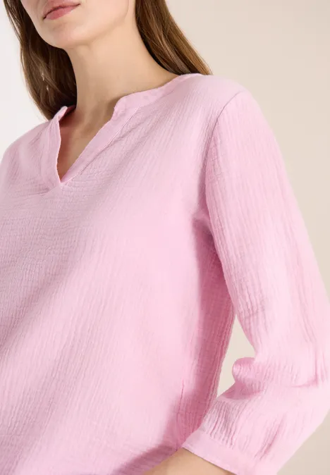 3/4-Arm Bluse in Musselin-Qualität light blush rose