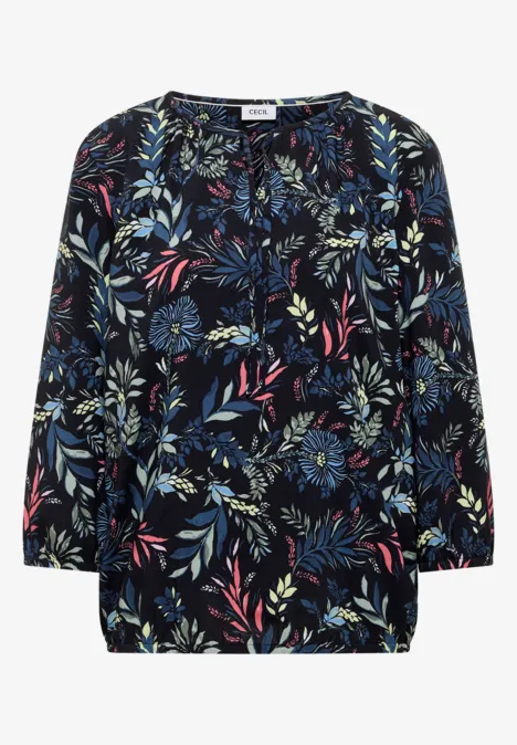 3/4-Arm Bluse mit floralem Muster universal blue
