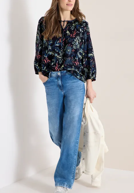 3/4-Arm Bluse mit floralem Muster universal blue