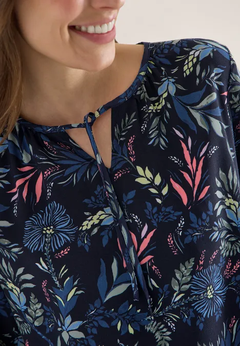 3/4-Arm Bluse mit floralem Muster universal blue