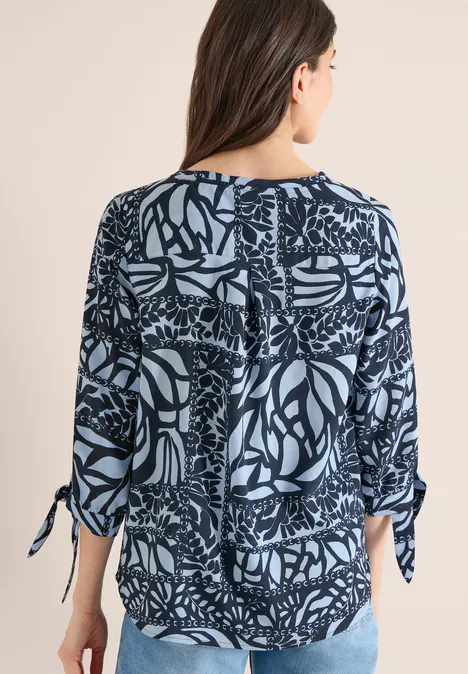 3/4-mouwen blouse met patchworkprint universal blue