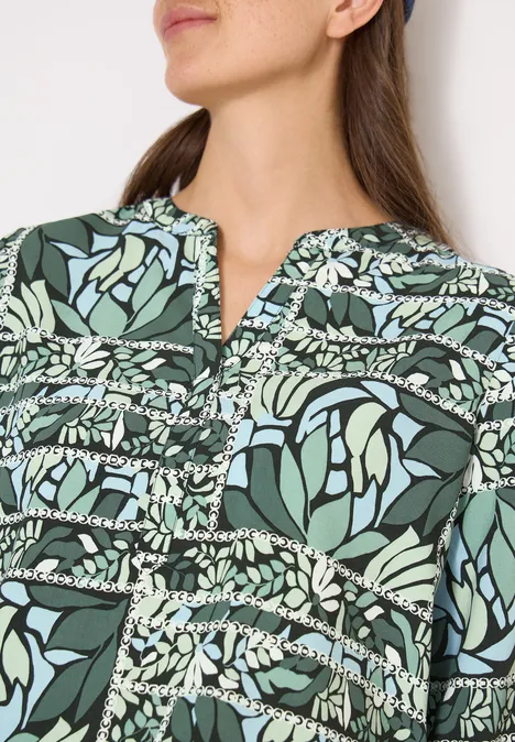 3/4-Arm Bluse mit Patchwork-Print raw khaki