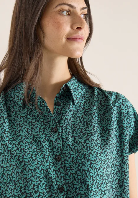 Bluzka koszulowa z krótkim rękawem i listwą guzikową raw khaki