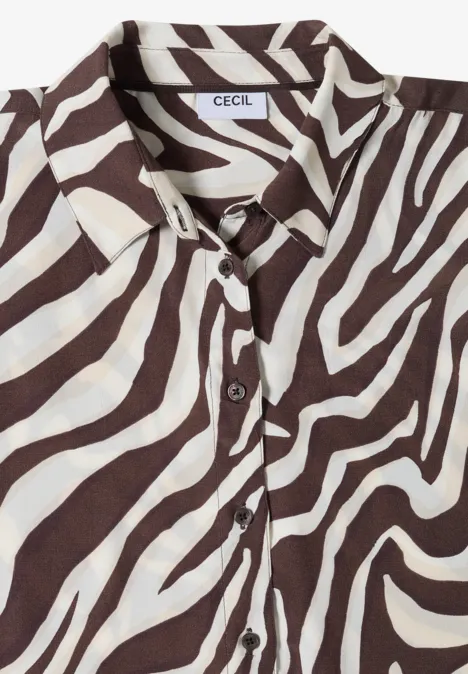 Kurzarm Hemdbluse mit Zebra-Print brown cacao Gefaltetes Hemd mit braun-beigen Zebramuster und kleiner 'CECIL'-Marke am Kragen.