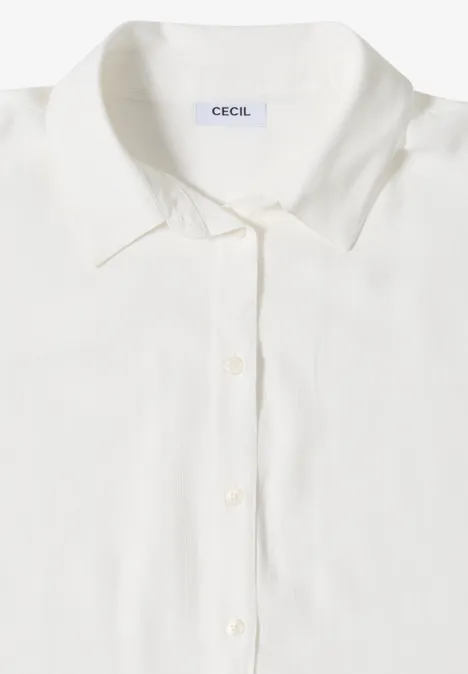 Kurzarm Hemdbluse in Unifarbe vanilla white Weiße Bluse mit Kragen und Knopfleiste von CECIL, schlicht und elegant.