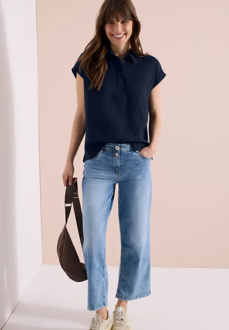 Dropped Shoulder Bluse mit Struktur universal blue Dropped Shoulder Bluse mit Struktur universal blue