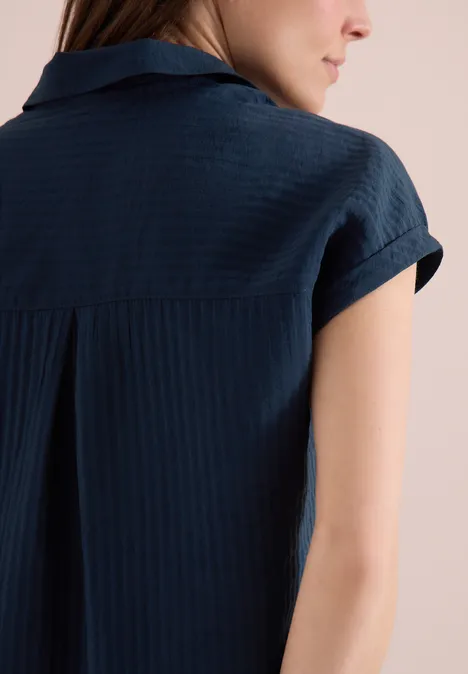 Dropped Shoulder Bluse mit Struktur universal blue Dropped Shoulder Bluse mit Struktur universal blue