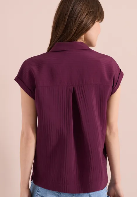 Dropped Shoulder Bluse mit Struktur sweet grape red