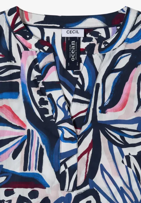 Blouse met 3/4 mouwen en meerkleurige print universal blue