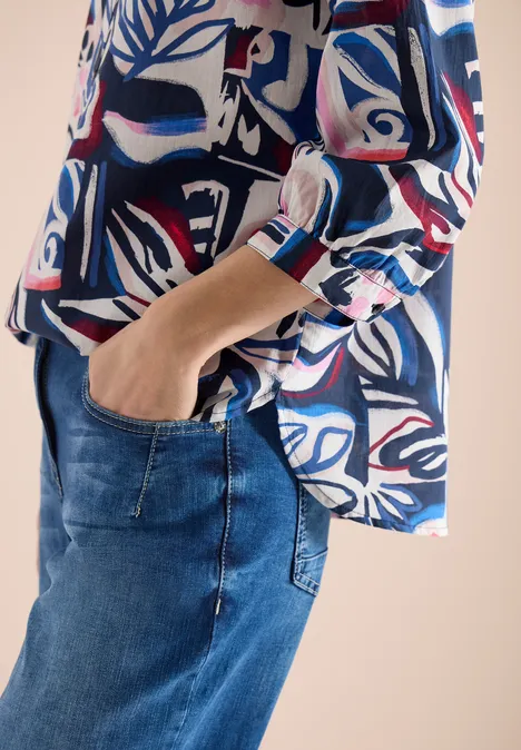 Blouse met 3/4 mouwen en meerkleurige print universal blue