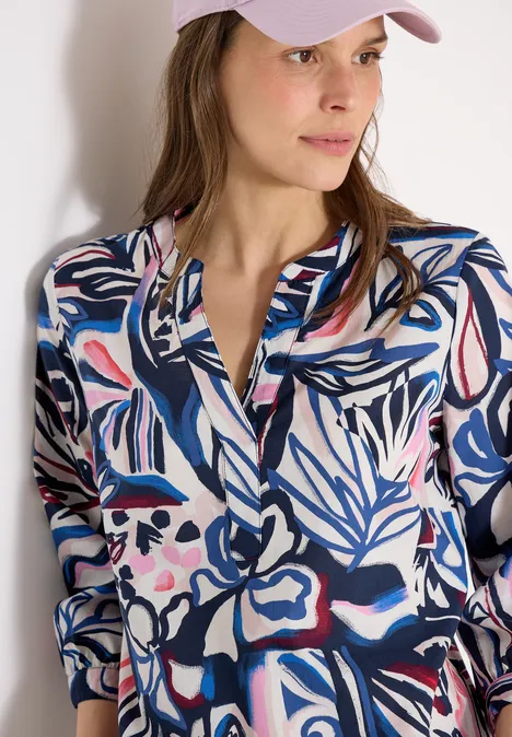 Blouse met 3/4 mouwen en meerkleurige print universal blue