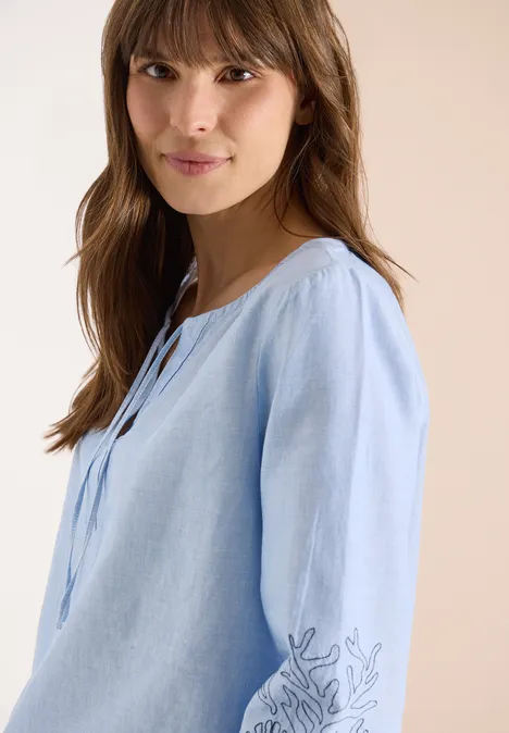 3/4 mouw blouse met borduursel blouse blue
