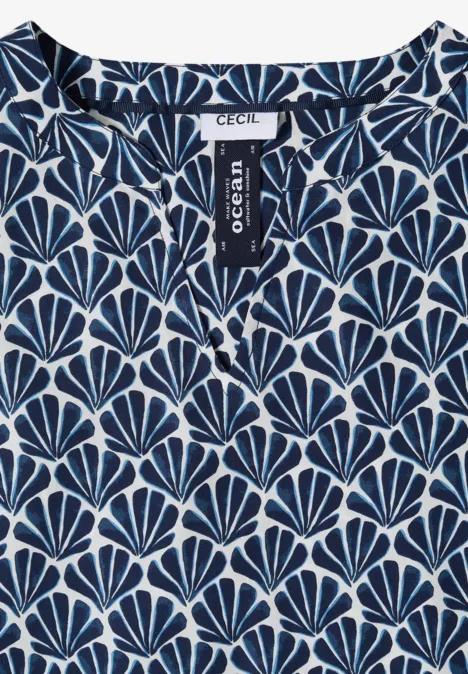 Bluzka koszulowa z krótkim rękawem i nadrukiem muszli universal blue Bluzka koszulowa z krótkim rękawem i nadrukiem muszli universal blue