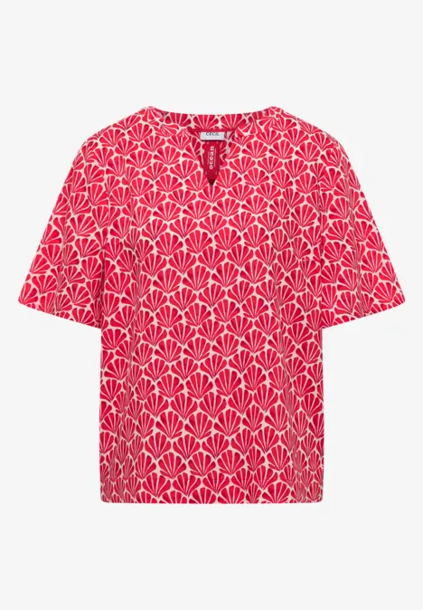 Bluzka koszulowa z krótkim rękawem i nadrukiem muszli glazed apple red Bluzka koszulowa z krótkim rękawem i nadrukiem muszli glazed apple red