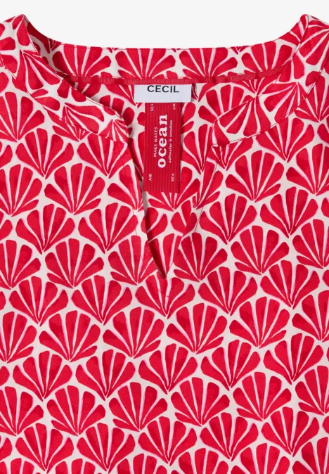 Bluzka koszulowa z krótkim rękawem i nadrukiem muszli glazed apple red Bluzka koszulowa z krótkim rękawem i nadrukiem muszli glazed apple red