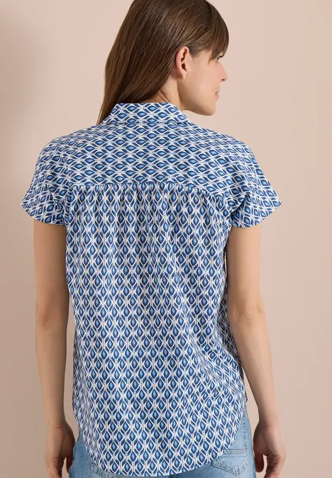 Blouse met korte mouwen en minimale print universal blue