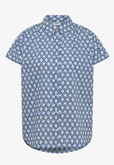 Blouse met korte mouwen en minimale print universal blue