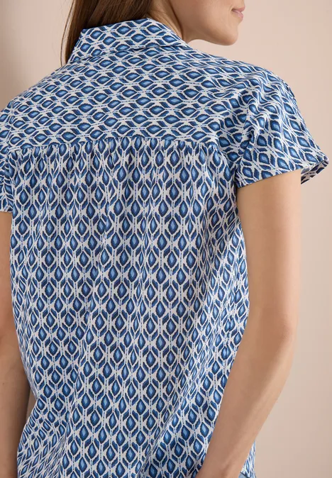 Blouse met korte mouwen en minimale print universal blue