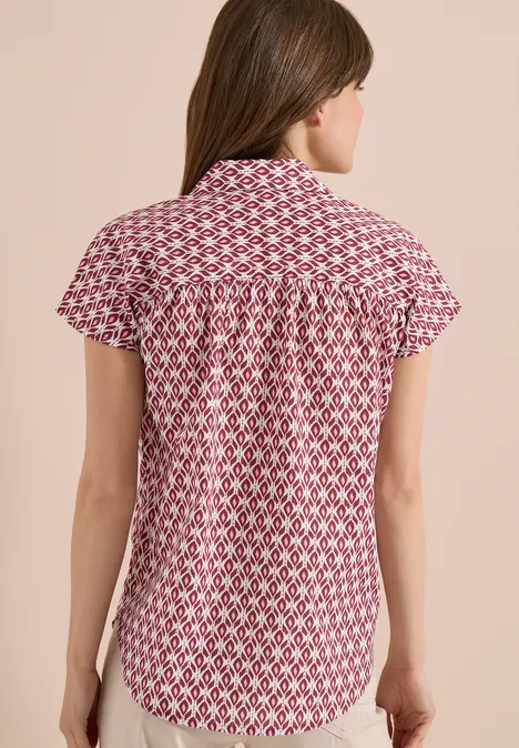Kurzarm Bluse mit Minimal Print sweet grape red