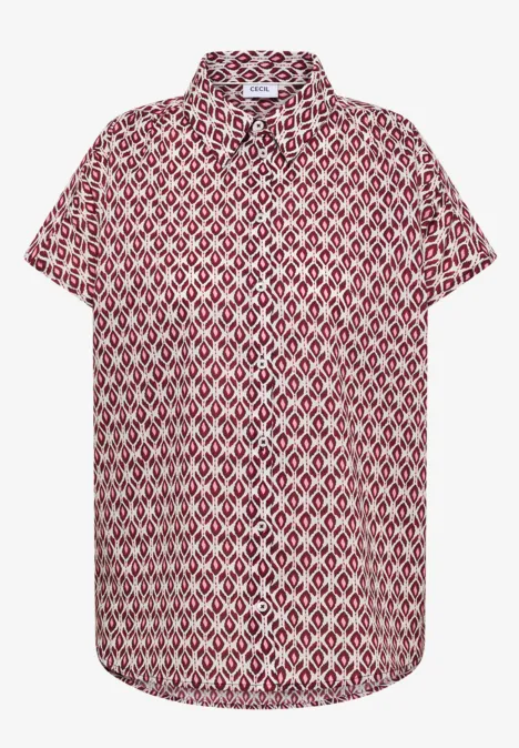 Kurzarm Bluse mit Minimal Print sweet grape red