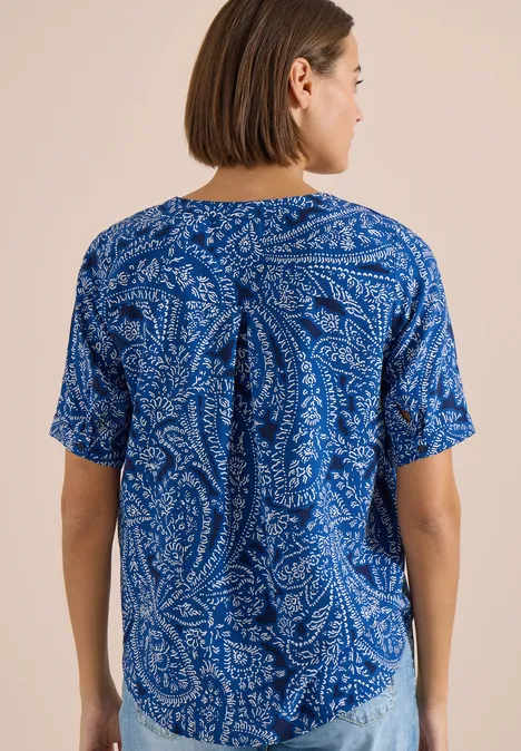 Blouse à manches courtes avec imprimé paisley universal blue