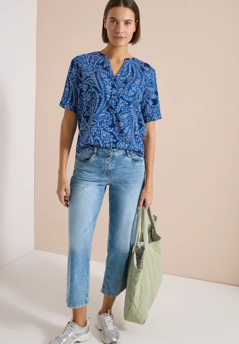 Blouse à manches courtes avec imprimé paisley universal blue