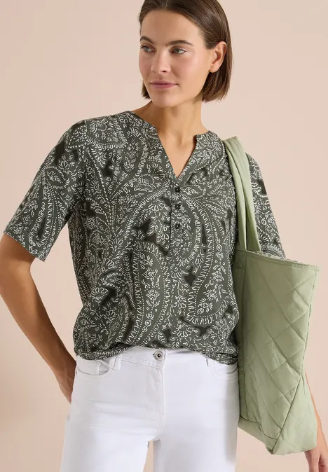 Blouse à manches courtes avec imprimé paisley khaki