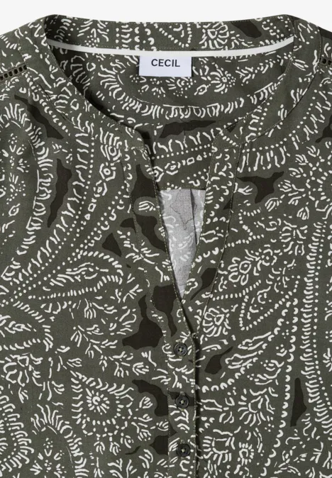 Blouse à manches courtes avec imprimé paisley khaki