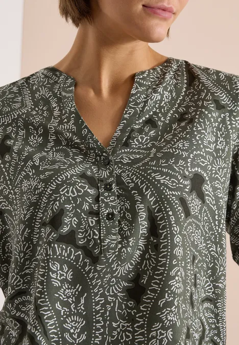 Blouse à manches courtes avec imprimé paisley khaki
