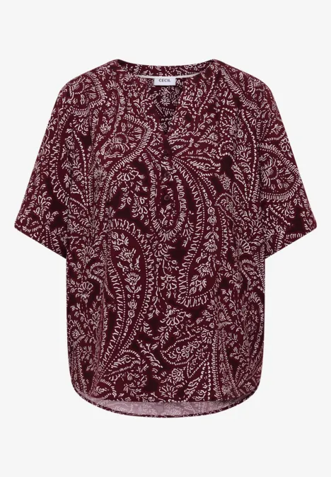 Blouse à manches courtes avec imprimé paisley sweet grape red