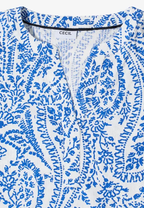 Blouse à manches courtes en qualité seersucker light alabaster white