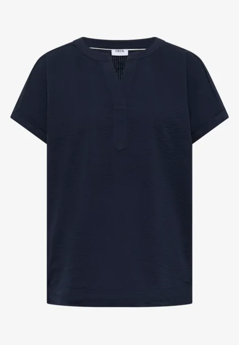 Blouse à épaules tombantes en seersucker universal blue Blouse à épaules tombantes en seersucker universal blue