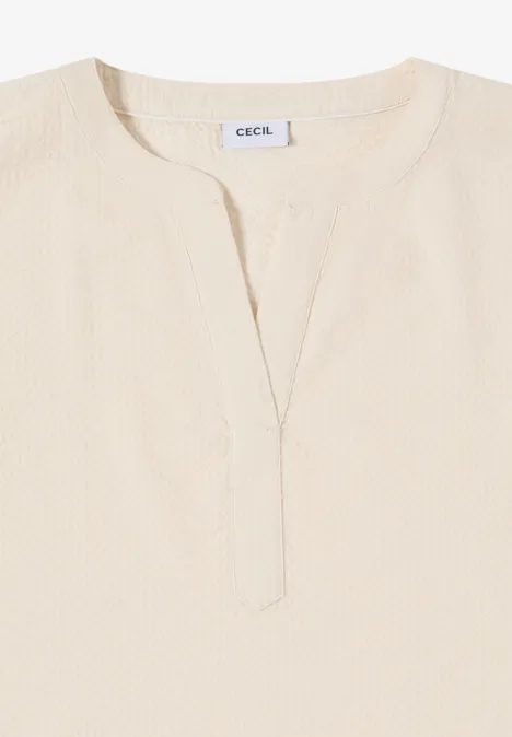 Blouse à épaules tombantes en seersucker pearl beige Blouse à épaules tombantes en seersucker pearl beige